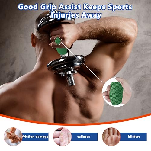 Large Anti-Slip Gym Workout Grips for WeightLifting,Silicone Hand Protector - color: Green