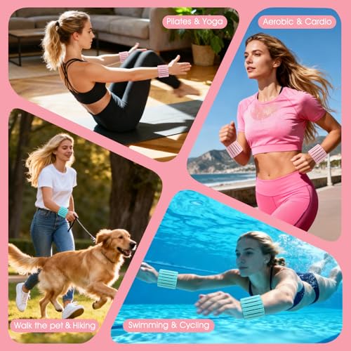 Wrist Weights, Adjustable Magnetic Leg & Arm Weights Bangles 2 Pcs (1LB Each) Silicone Ankle Weights for Women & Men, fits for Gym, Running & Walking, Swimming, Yoga & Pilates