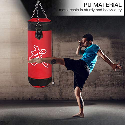 Bnineteenteam Heavy Punching Bag,Training Boxing Bag with Chain for Adults Men Women(Empty) - color: Red, size: 60 cm