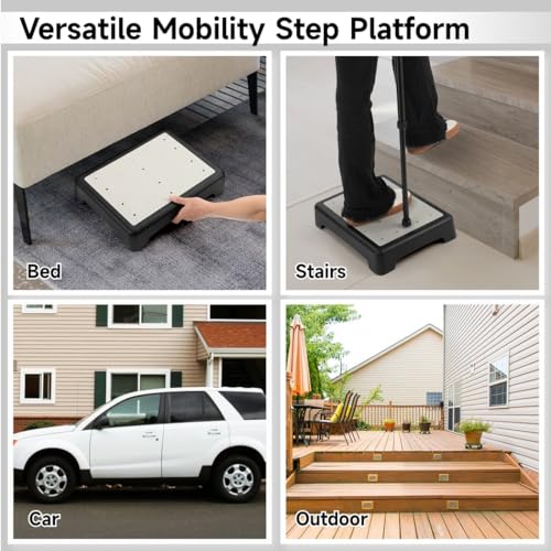 Half Step, Strong Bearing Capacity 440 Lbs for Elderly & Adults, Stairs Beds Cars Non-Slip Mobility Step Platform, Short Step Support Step Riser, One Step Stool for Seniors, Portable