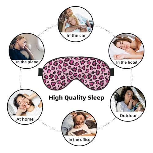 Light Pink Leopard Sleep Mask Eye Mask with Adjustable Strap Eye Sleep Shade Cover Blocks Light for Women Men Airplane Travel Nap - color: Light Pink Leopard
