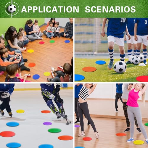 Poly Spot Markers 4 inch/9 inch Non-Slip Rubber Agility Training Markers Floor Dots Flat Field Cones for Football, Soccer, Basketball, School Exercise Drills, Dance Practice - style: 4 inch 24 Pcs (TPE)