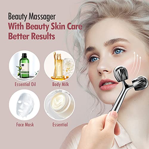 DANGSHAN Gua Sha Facial Tools & Face Roller Set, Face Massager, Lymphatic Drainage Massager, Face Sculpting Tool, Ice Roller for Face (Silver)