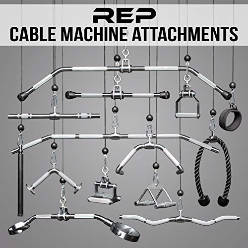 REP Fitness LAT Pulldown and Low Row Cable Machine Attachments and Functional Trainer Attachments – Curl Bar, D-Handle, Ankle Cuff, Tricep Rope, Sports Handle, Straight Bar, Row, Chinning Triangle - style: Straight Bar Pro Style