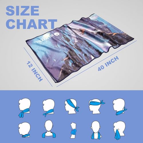 Eunzel Cooling Towel, Ice Towel for Neck, Soft Microfiber Chilly Towel Stay Cool for Sports, Yoga, Running, Gym, Workout, Biking, Camping & Outdoor Activities 40"x12"