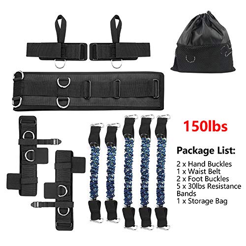Boxing Resistance Bands Set for Speed and Agility, Workout Band Ankle Exercise Bands Legs Ankle Straps for Resistance Training Enhance Explosive Power - color: Blue-150lbs