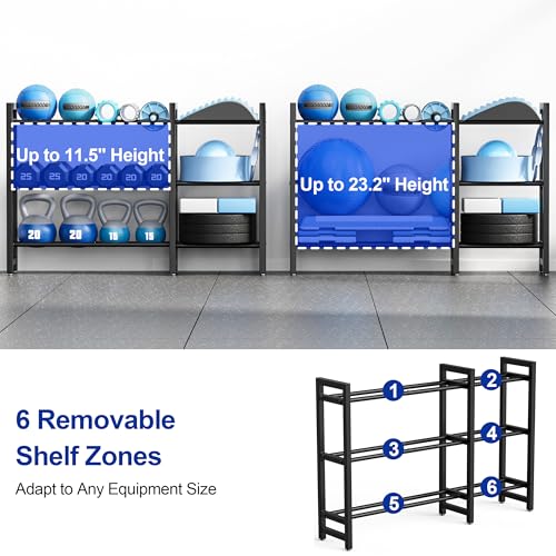 Dumbbell Rack 3-Tier 50 IN Length Adjustable Weight Rack For Home Gym Dumbbells Kettlebell (Rack Only)