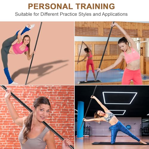 6 Set 5ft Yoga Stick Adjustable Stretching Sticks, Black Exercise Stick with Non-slip Rubber Ends, Posture Corrector Stretch Tool for Mobility Training, Workout, Balance Fitness (Per Set 5ft, Black)