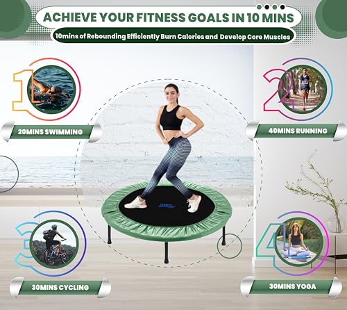 Machrus Upper Bounce 36" Mini Trampoline for Adults - Small Rebounder Trampoline with Durable Jumping Mat, Portable & Foldable