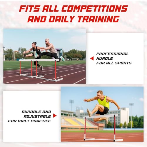 Adjustable Track and Field Hurdles Height Sports Training Hurdle with Counterweight Heavy Duty Track and Field Equipment Practice Training from 30 to 42 Inch for Athletes Adults - size: 1 pc