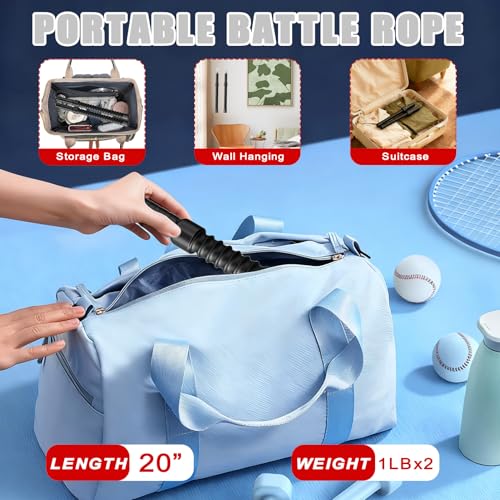 Weighted Ropeless Battle Ropes -1 lbs Each | √ Ropeless | √ Home Gym | √ Gym Equipment for Home | √ Adjustable | √ Portable | √ Home Workout