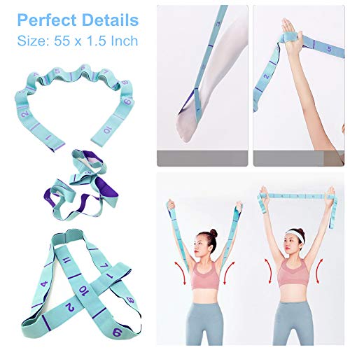 Nitpicker Stretching Straps Hamstring Stretcher Device Elastic Exercise Band Yoga mat Carrying Straps Leg Exercise Equipment Stretching Strap with Loops for Flexibility Stretch Strap 11 Loops