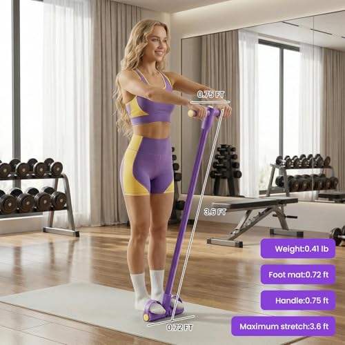 2026 Upgraded 8 - Tube Pedal Resistance Bands with Handles - Ultra - Strong Tension for Full - Body Workout - Ideal for Home, Office & Travel Fitness(Purple)