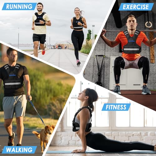 Adjustable Weighted Vest for Women and Men, 4-10lb/11-20lb/20-32lb Weight Vest with 6 Ironsand Weights, Body Weight Vest Exercise Set with Reflective Strip for Strength Training and Workout - size: 20-32lb