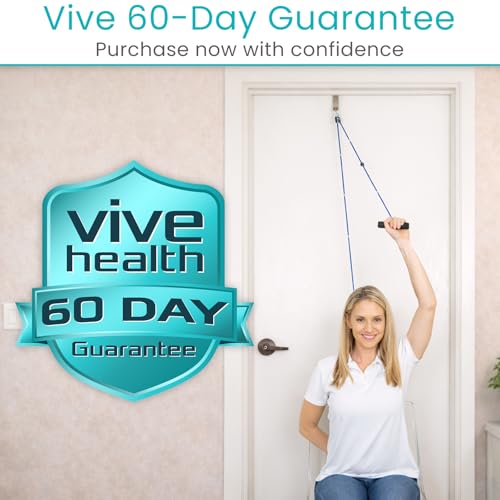Vive Shoulder Pulley for Physical Therapy - Rotator Cuff Pain Pulley System - Over Door Rehab Exerciser - with Durable Metal Pulley & Comfortable Padded Handles - size: Metal Door Anchor