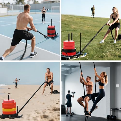 Weight Workout Sled Pulling Rope - 1.5 Inch Dia.15FT 20FT 30FT 40FT Length Heavy Duty Workout Rope for Weight Sled, Tire Drag, Football Training, Fitness Resistance Exercise Equipment for Men & Women