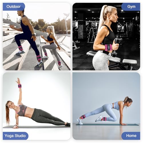 ZELUS 1 Pair Adjustable Ankle Weights, 2 4 6 8 10 lb Modularized Leg Weight Straps for Women Men, Weighted Ankle Weight Set with Removable Sandbags, 1-5 lb per Ankle Strap for Gym Yoga Jogging Walking