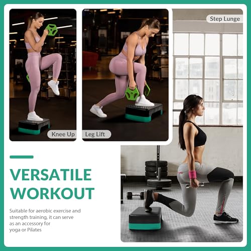 Fitvids 18" Aerobic Step Platform, Workout Stepper with Adjustable 2 Stackable Risers 3" 5.5" for Home Gym Small Space, Exercise Step, Multiple Option