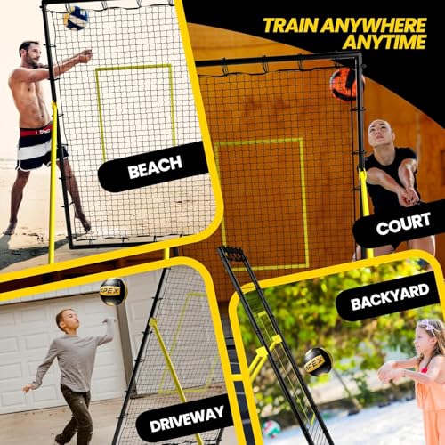 Adjustable Volleyball Rebounder Net 7x4FT/4x4FT– Bounce Back Practice Equipment for Volleyball Spike, Serving Trainer for Lacrosse Training, Ideal for Outdoor Indoor and Backyard Training - size: 4FTx4FT