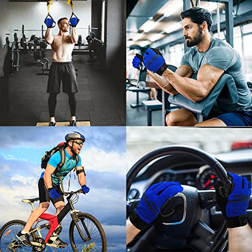 FINGER TEN Workout Gloves Full Finger with Padding 1 Pair - color: Blue, size: X-Large