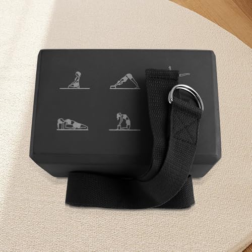 RETON Yoga Blocks Set with Straps, High Density Yoga Bricks, Lightweight EVA Foam Pilates Block, 2 Yoga Blocks with 2 Straps for Yoga, Pilates, Fitness, Stretching and Toning