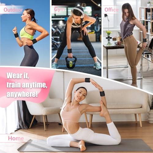 Pilates Wrist Weights for Women, Wearable Strong Magnetic Arm & Leg Weights Set of 2(1 lb Each), Adjustable Wrist Weights for Walking, Yoga, Strength Training, Swimming, Running & Jogging - color: Black
