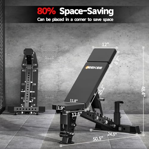 JEEKEE Adjustable Weight Bench, 40" Extended Backrest for Tall Lifters up to 6'5", 1300LBS Weight Capacity and 44 Adjustable Positions Bench for Garage and Home Gym Workouts - color: F6 Black