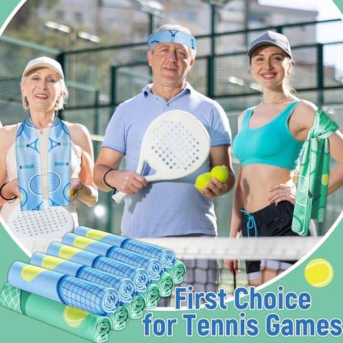30 Pcs Tennis Cooling Towels for Neck and Face 40 x 12 Inch Tennis Sports Team Gifts Workout Ice Towels for Gym Sweat Microfiber Breathable Chilly Bulk Neck Wraps for Athletes Camping Travel Yoga - style: Tennis