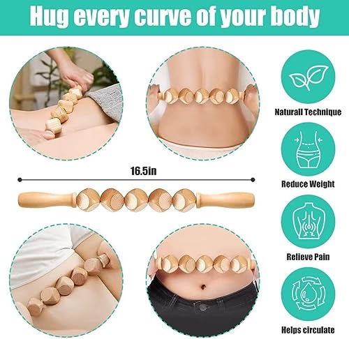 10-in-1 Wood Therapy Massage Tools Gua Sha Wooden Massager for Body Shaping Massage Tool Set Wood Therapy Tools for Relieving Muscle Pain Body Lymphatic Drainage Massager Anti-Cellulite