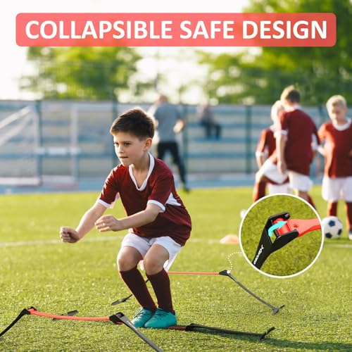 Premium Adjustable and Collapsible Hurdle and Agility Ladder Set for Athletes, Super Portable and Lightweight, with Cones and Parachute