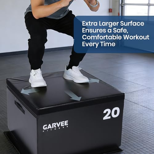 Plyo Box 6/12/20 Inch, Soft Plyometric Box, Stackable Adjustable Plyometric Jump Box, Foam Plyo Box for Home Gym, Strength Training, HIIT, Step Ups and Workouts