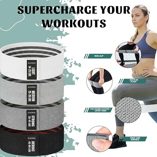 Fabric Resistance Bands for Squats, Glutes & Legs – 3‑Level Non‑Slip Booty Bands Set – Thick Loop Bands for Women & Men – Home Workout, Pilates & Yoga - color: Cream, Grey, Black