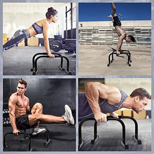 Generic Parallettes Push Up Bar Stand, Folding Fitness Stand Metal for Gym and Home Exercise (Black)
