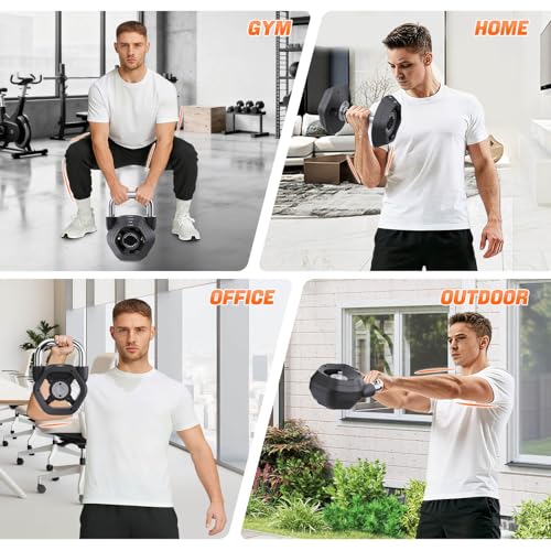 2-in-1 Adjustable Kettlebell, 15-45LB Kettlebells Weight Set for Strength Training, 5.9-30.9LB Adjustable Weights Dumbbell for Home Gym Full Body Workout