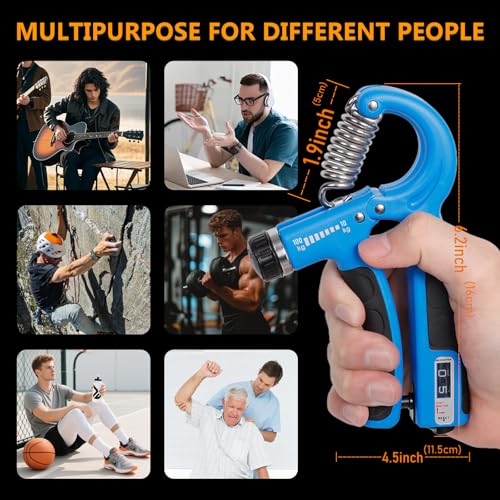 JKSHMYT Grip Strength Trainer Kits (5 Pack), Adjustable Resistance Forearm Strengthener, Hand Gripper Strengthener for Muscle Building