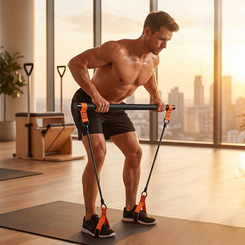 Sakerplus Pilates Kit Pilates Bar Kit with Resistance Bands, Full Body Workout System, Portable Home Gym for Stretching, Strength Training, Core Exercise