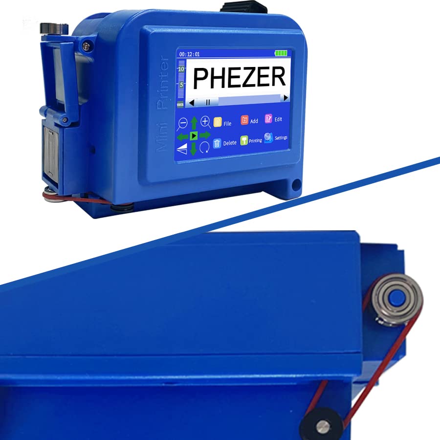 Phezer Upgraded Mini Inkjet Printer for Flat and Curved Surface PC11 Plus, 25 Languages & Quick-Drying Ink Cartridge, Portable Pocket Marking Device for Date Time Barcode Logo Qrcode Batch Number - color: PC11 Plus Mini Printer