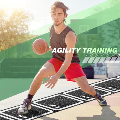 Rubber Agility Ladder Non-Slip Rubber Speed Agility Training Ladder Pad for Soccer Football Footwork Training Equipment for Fitness Boxing Sports Quick Exercise Gym Workout