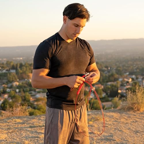 ProsourceFit Speed Jump Rope 10’ Adjustable Length, Super Fast Turning for Cardio, Boxing - color: Red