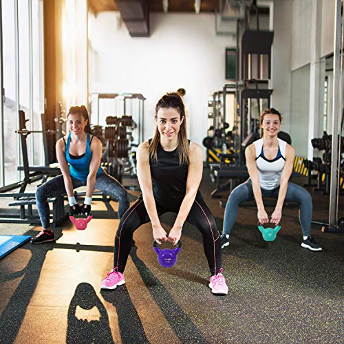 Yes4All Kettlebell, Vinyl Coated Kettlebell Cast Iron Sets with Stable Flat Bottom for Full Body Workout, Push up, Grip Strength Training & Weights Exercises - color: Multicolor, style: 5 - 15lb