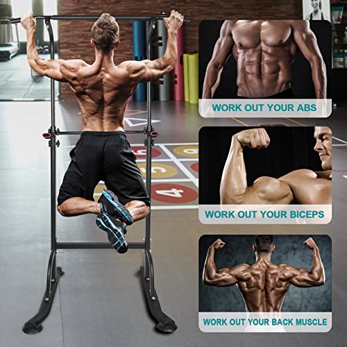 Power Tower Dip Station - Heavy-Duty Adjustable Height (66.5"-82.7") | 330LBS Capacity | Foldable Space-Saving Design | Ergonomic Foam Padding | Multi-Function Home Gym for Pull-Ups, Dips, Push-Ups & Full-Body Workouts