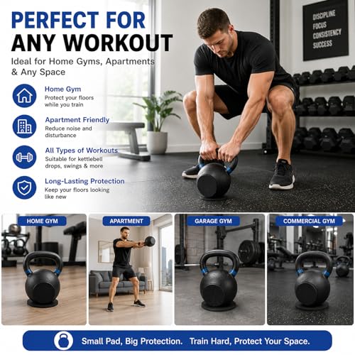 Kettlebell Mat, Self-Adhesive Non-Slip Bottom Mats, Noise Reduction Anti-Scratch Floor Protector Pads for Home Gym Fitness Weight Lifting (Large: 4.72 inch (12cm) Diameter) - size: Large: 4.72 inch (12cm) diameter