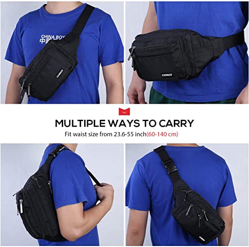 CXWMZY Fanny Packs For Women & Men Waist Pack Hip Bum Bag with Multi-Pockets Large Capacity Waterproof Casual Bum Bag for Disney Traveling Casual Cycling Running Hiking - color: Extender Belt Black