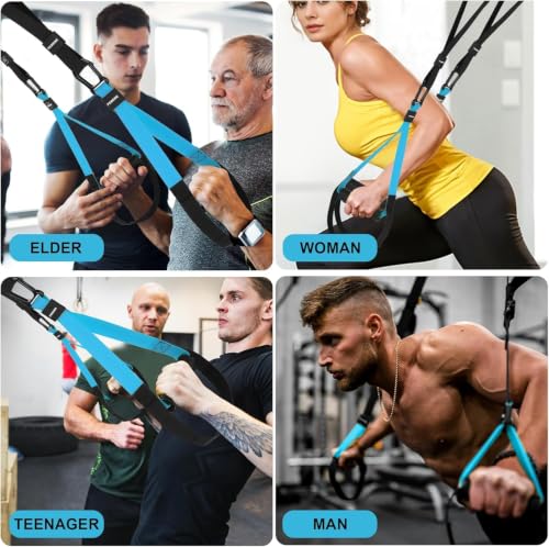 Home Resistance Training Kit with Adjustable Suspension Straps for Workouts - color: Blue