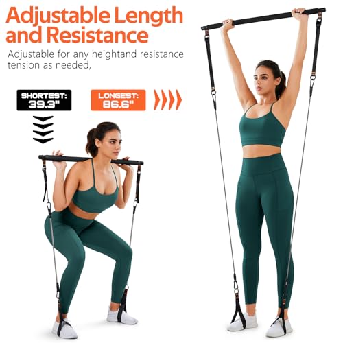 Pilates Bar Kit with Resistance Bands, Workout Equipment for Legs, Hip, Abs - size: 30,40LB