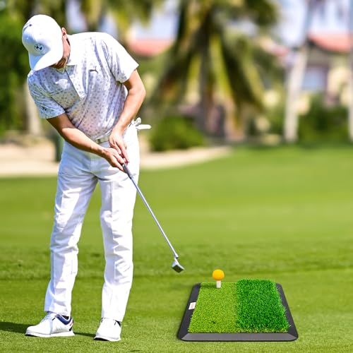 LYDARZ Portable & Foldable Golf Practice Mat – Dual-Turf Golf Hitting Mat for Indoor & Outdoor Swing and Chipping – Fairway & Rough Turf Golf Training Mat for Backyard and Home