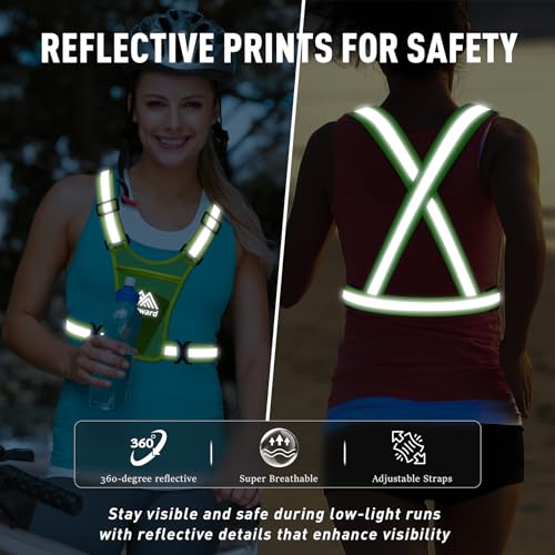 Running Vest Chest Phone Holder for Women Men, Reflective Vest Safety Gear for Dog Walking Cycling - Adjustable Waist/Shoulder