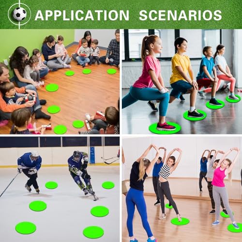 Poly Spot Markers 4inch/9 inch Non-Slip Rubber Agility Markers Flat Field Cones Floor Dots for Football, Soccer, Basketball Training Markers, School Activities, Exercise Drills, Social Distancing - style: 9inch 12Pcs(Green)