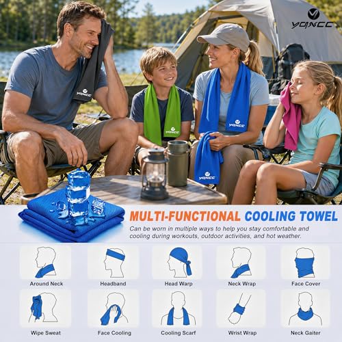 4 Pack Cooling Towels (40"x12"), Ice Cool Neck Towel, Soft Breathable Microfiber for Gym, Yoga, Golf, Running, Camping & All Hot Weather Activities - color: 2 Light Blue/ 2 Purple