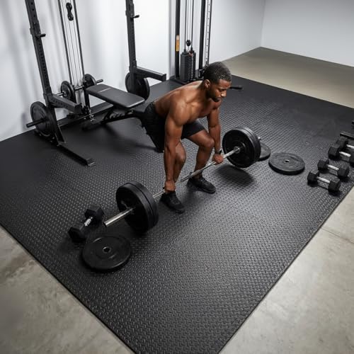Puzzle Exercise Mat with 12/24/48 Tiles Interlocking Foam Gym Mats, 24'' x 24'' EVA Foam Floor Tiles, Protective Flooring Mats for Gym Equipment - color: 48 Sq.ft/12 Tiles - All-black